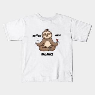 Coffee Wine Yoga Balance It's All About Balance Funny Gift Kids T-Shirt